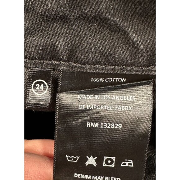 Grlfrnd Jeans Womens 24 28x31 Black Hailey Coated Low Rise Slim Boot Slit - Picture 11 of 13